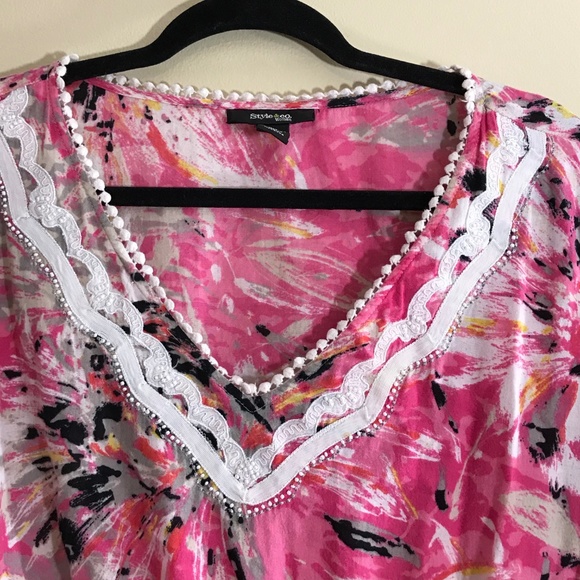 Style & Co Sz 3X Batwing V-Neck Pink Top: 2043 - Picture 4 of 7